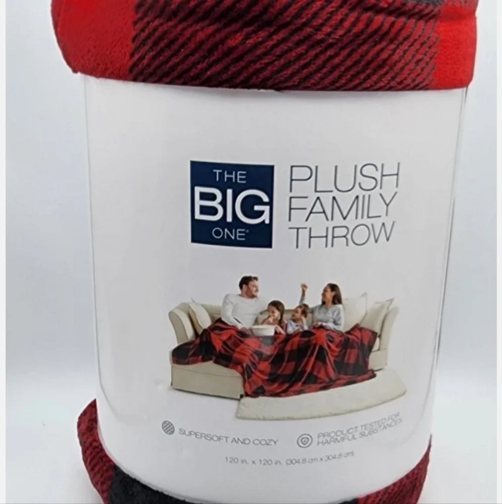 The BIG One Family Sized Plush Oversized Red and Black Plaid Throw Blanket